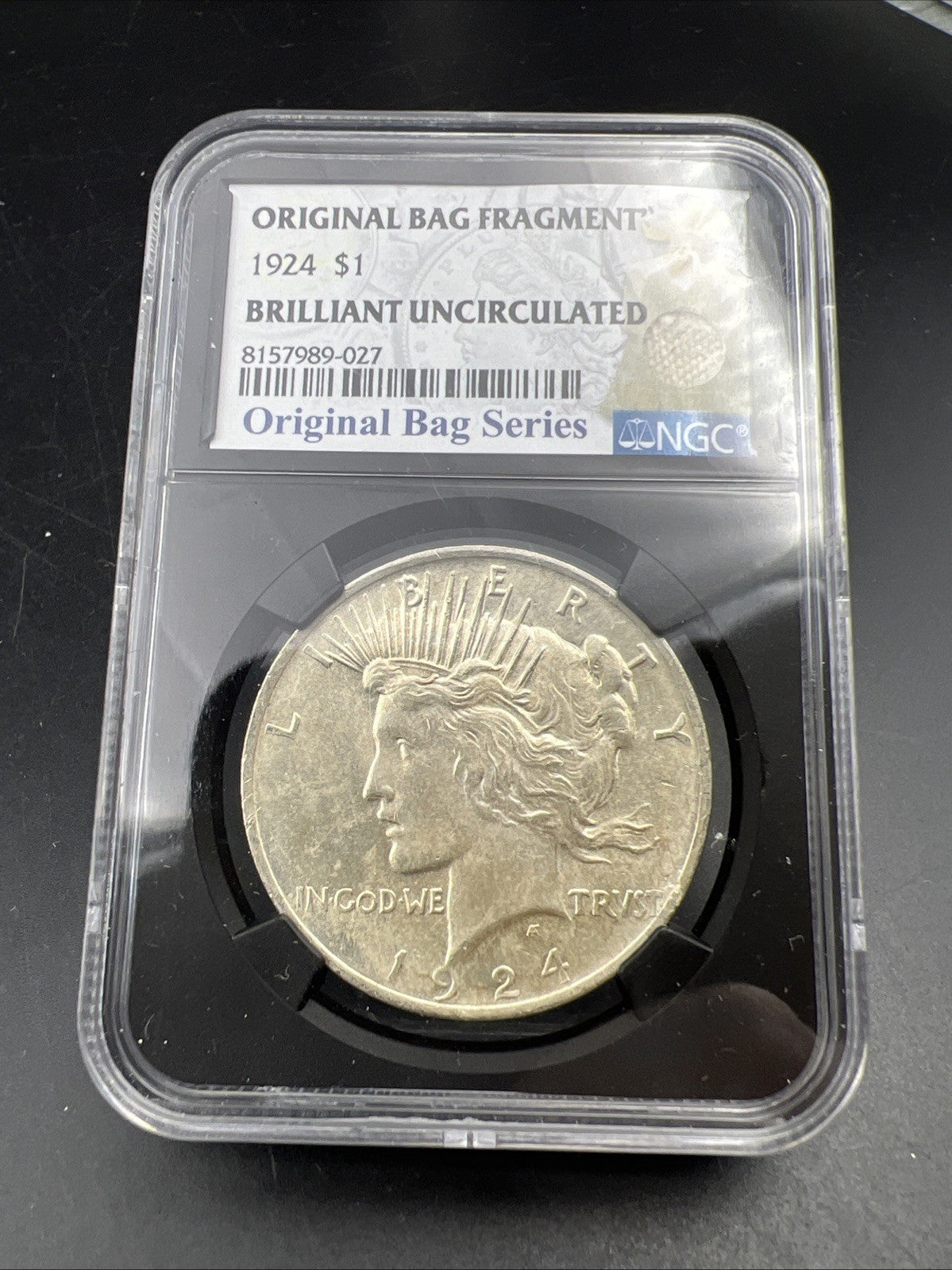1924 Peace Silver Dollar Coin NGC BU Original Bag Fragment Series