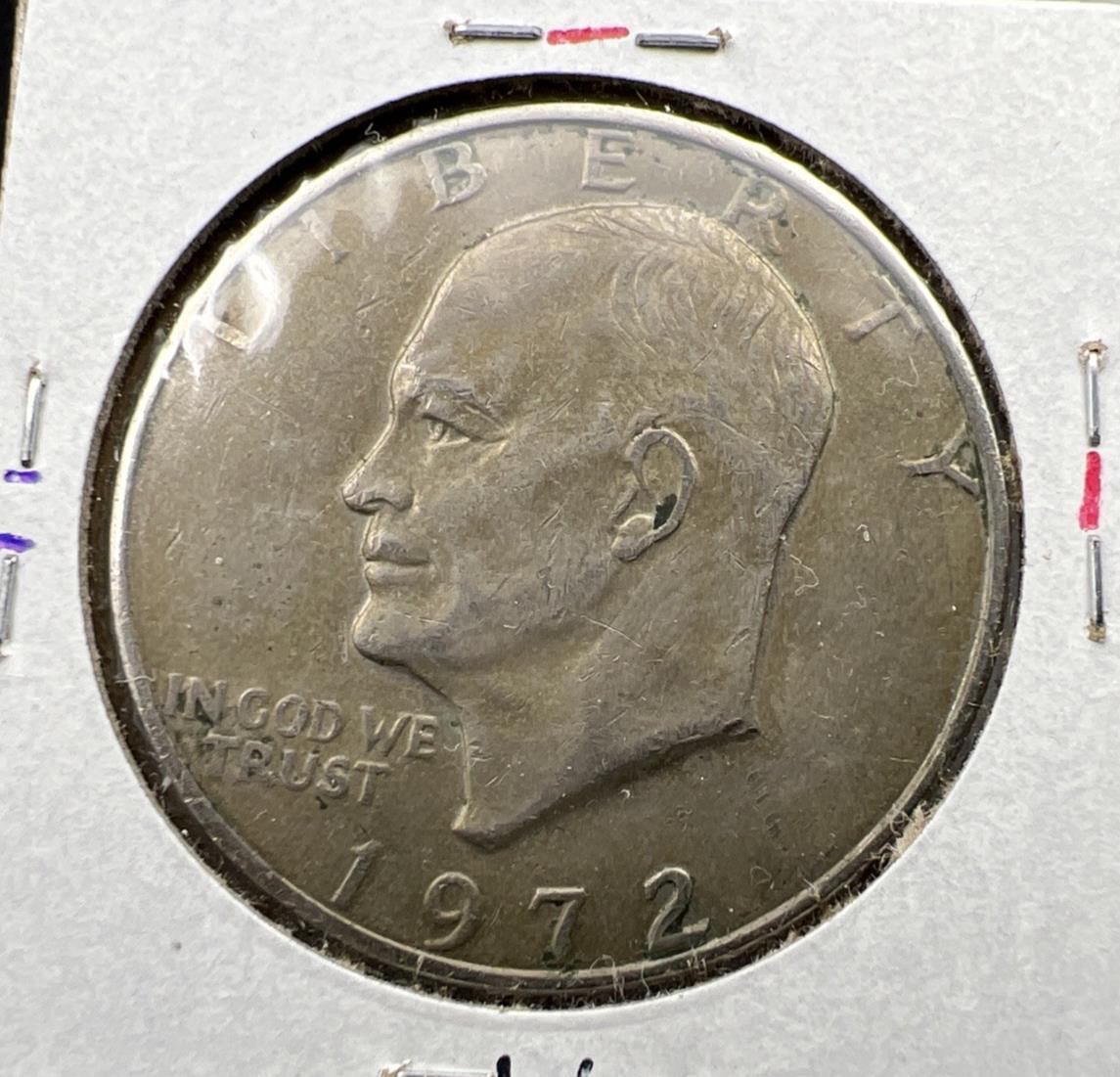 1972 Type 2 Variety $1 Eishenhower Clad Ike Dollar Coin CH VF Very Fine Circ #A