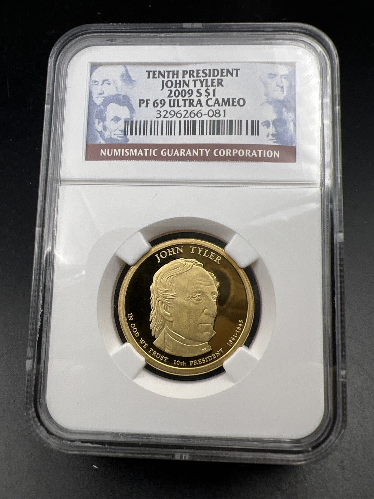2009 S John Tyler Proof Presidential Dollar Coin NGC PF69 UCAM #081