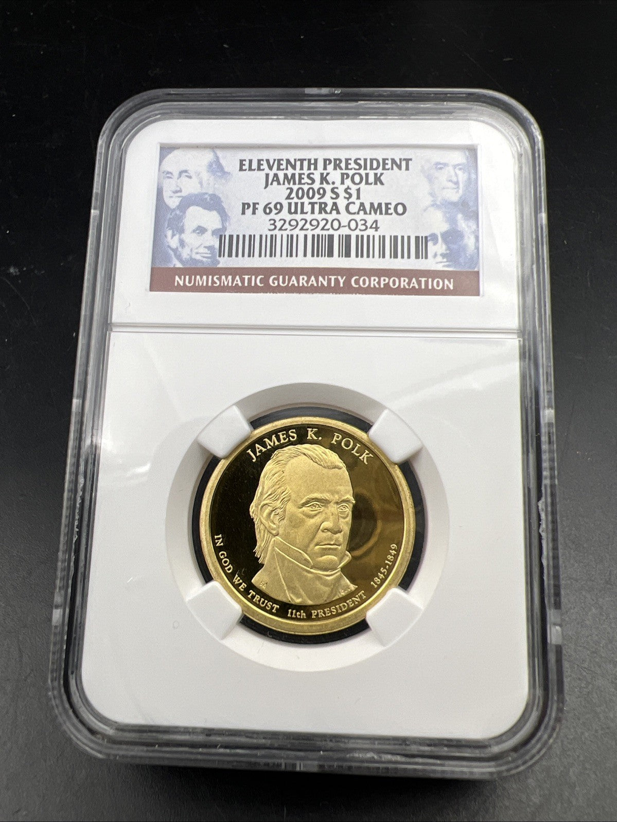 2009 S James K Polk Proof Presidential Dollar Coin NGC PF69 UCAM #258
