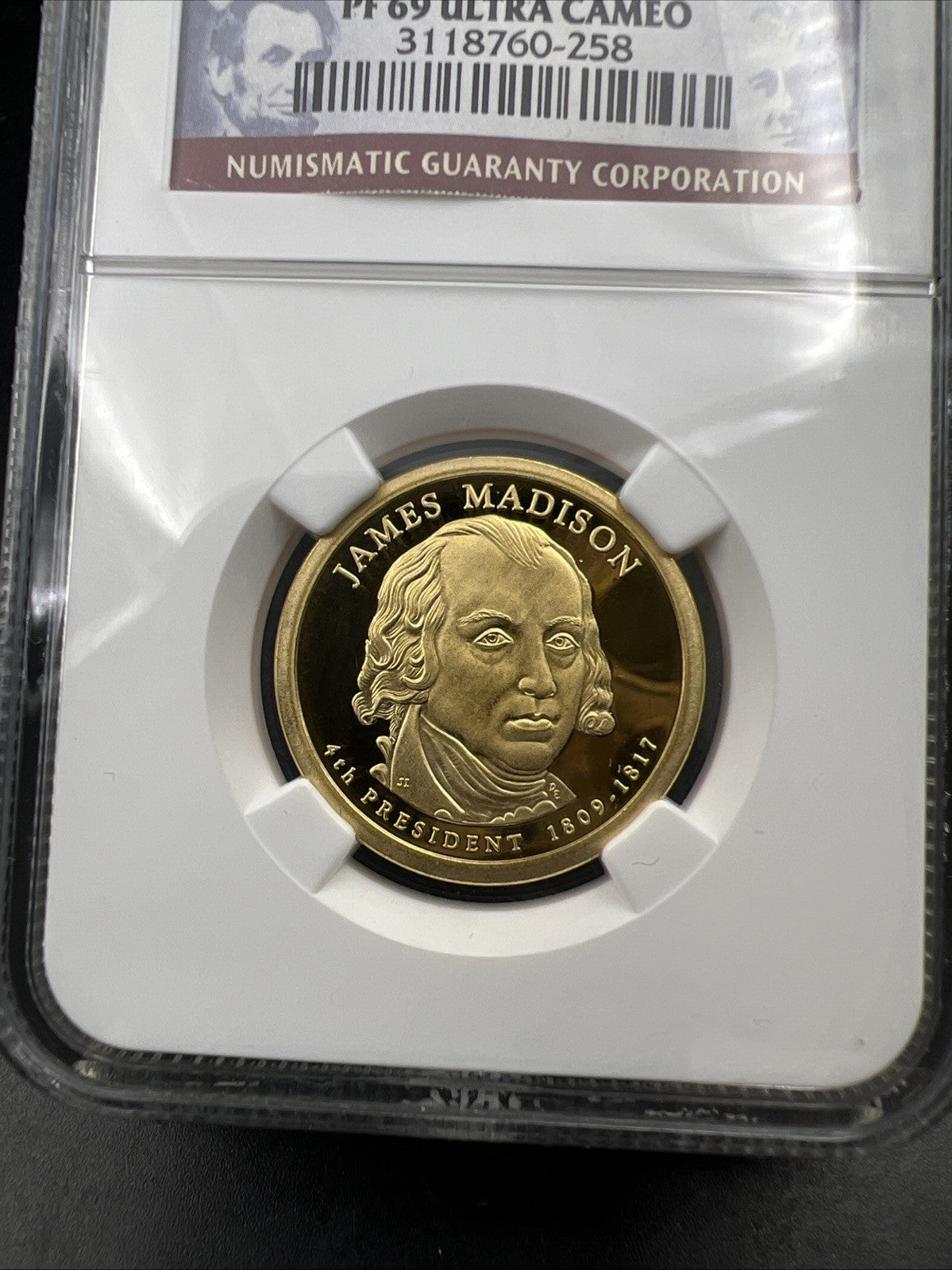 2007 S James Madison Proof Presidential Dollar Coin NGC PF69 UCAM #258