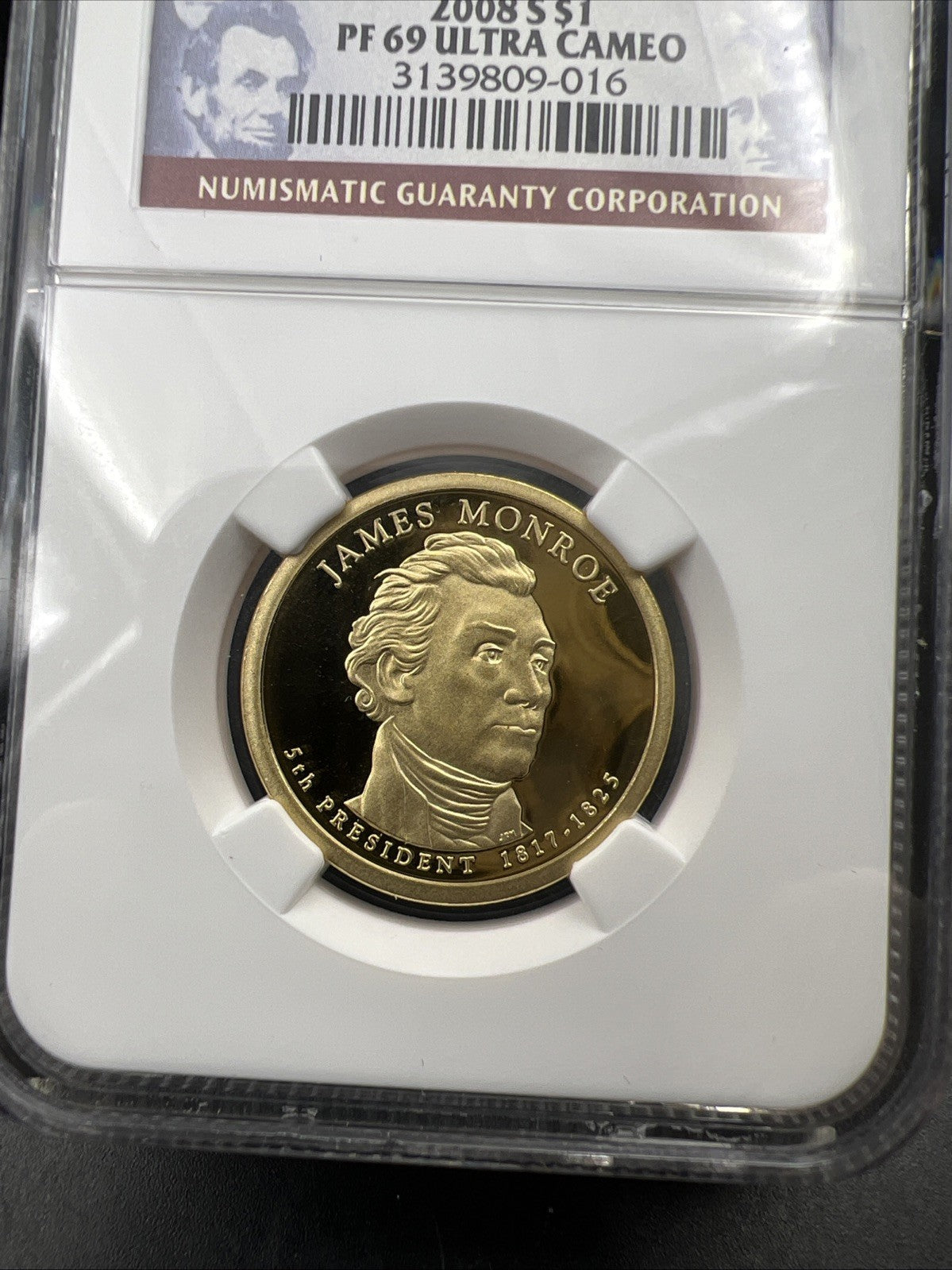 2008 S James Monroe Proof Presidential Dollar Coin NGC PF69 UCAM #016
