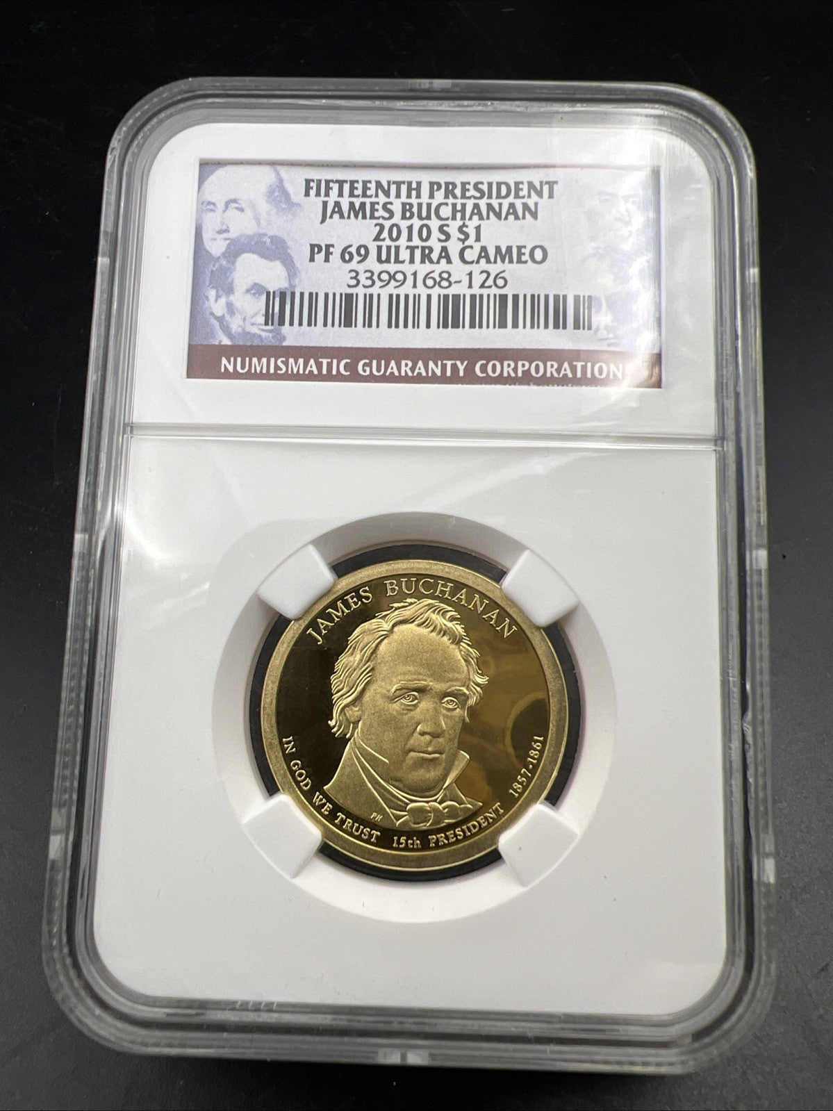 2010 S $1 James Buchanan Presidential Dollar Coin NGC PF69 UCAM Proof #204