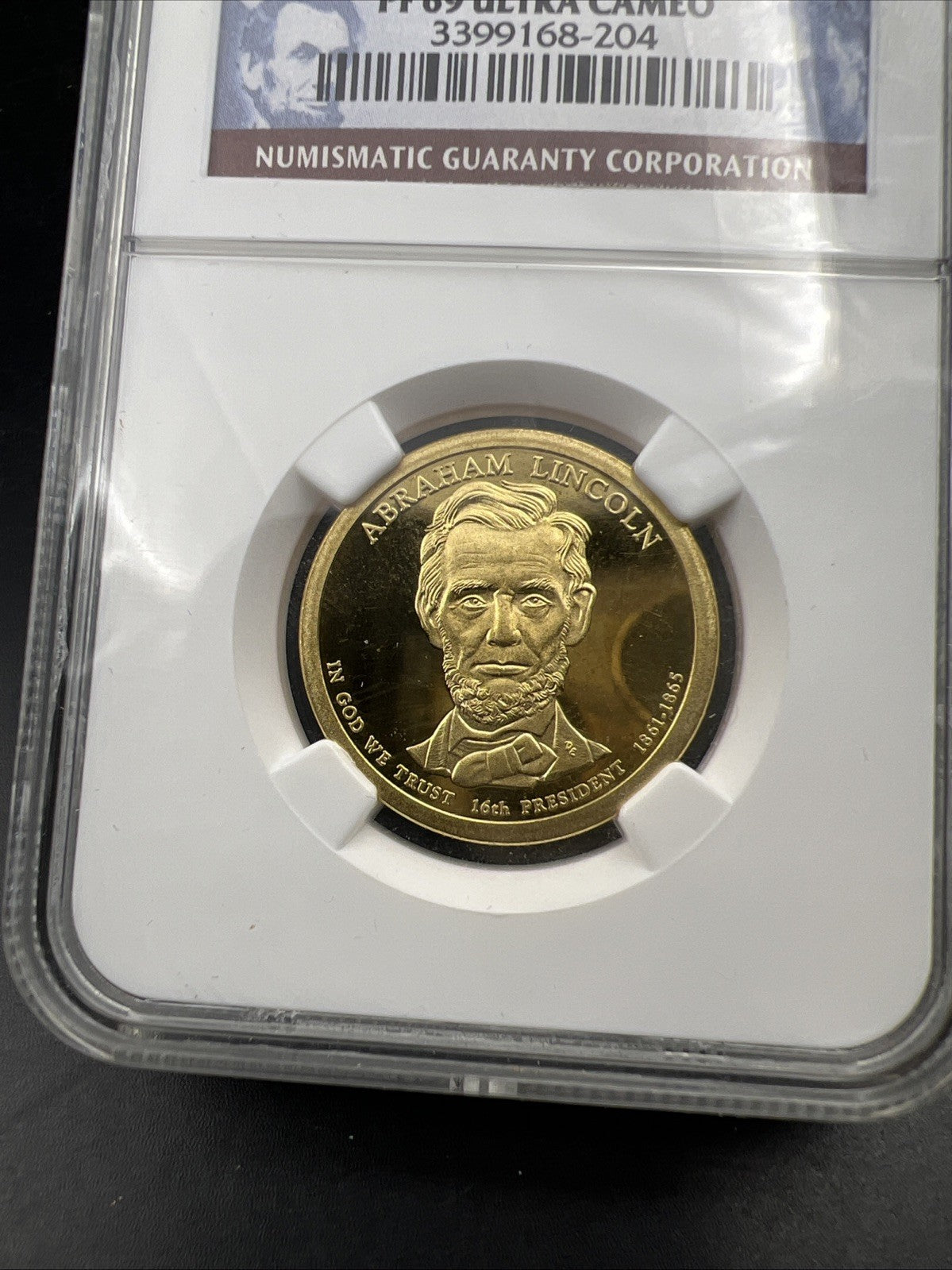 2010 S $1 Abraham Lincoln Presidential Dollar Coin NGC PF69 UCAM Proof #204