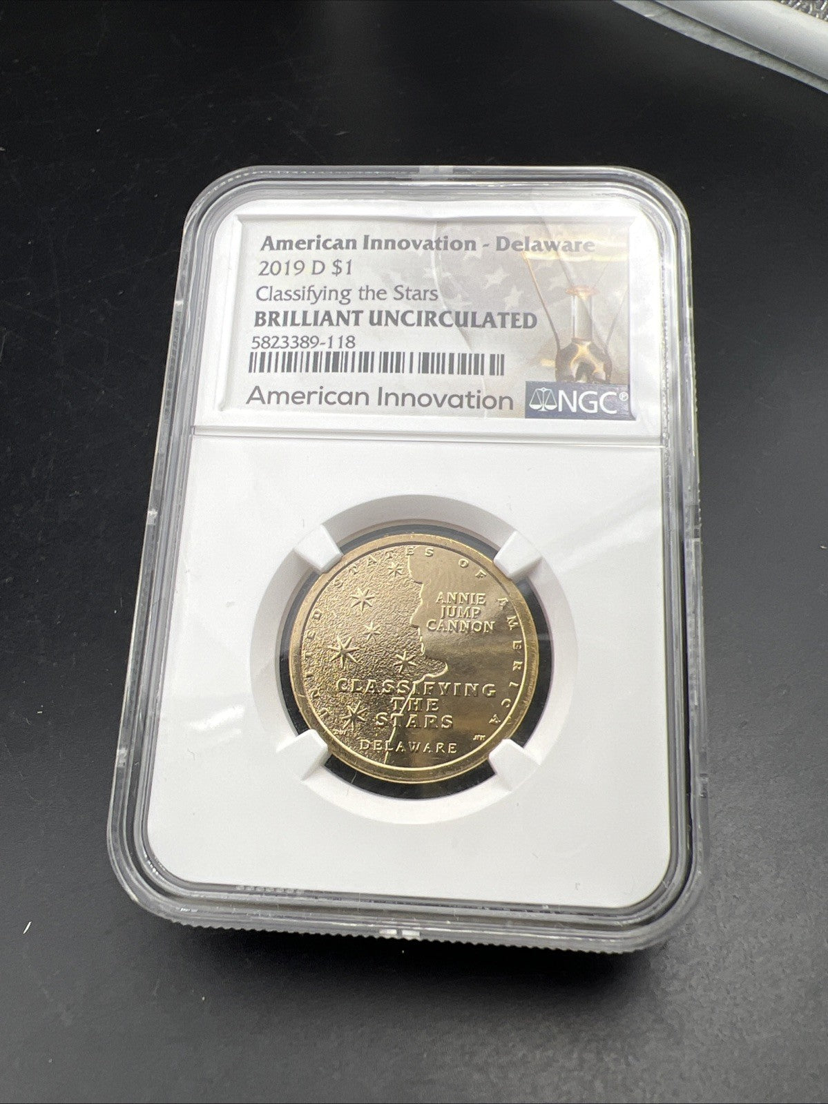 2019 D $1 American Innovation Delaware Dollar Coin Classifying Stars NGC BU