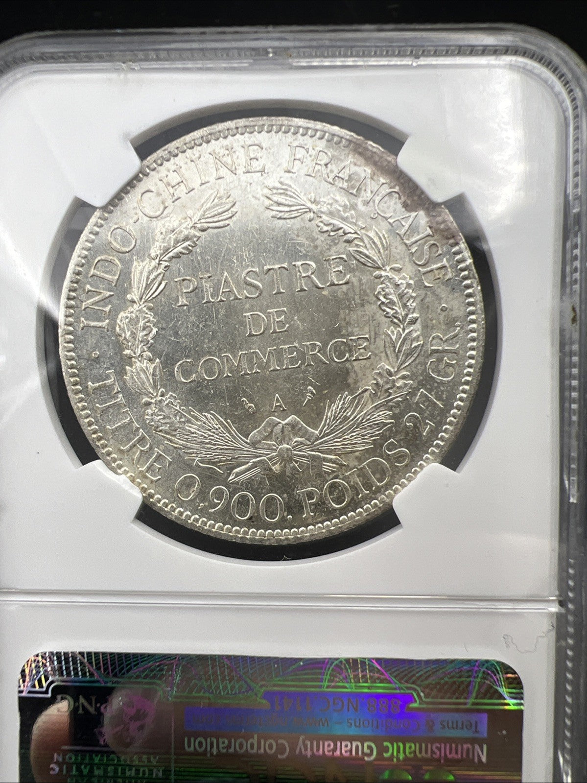 1903 A Paris Mint French Indochina Piastre Silver Coin NGC UNC Details
