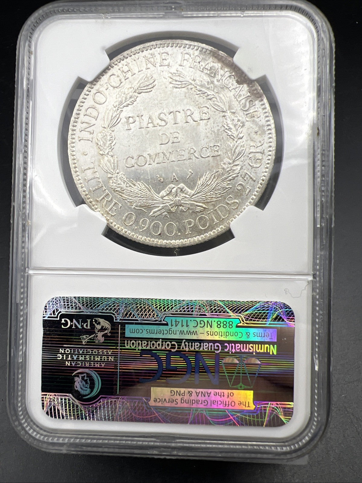 1903 A Paris Mint French Indochina Piastre Silver Coin NGC UNC Details