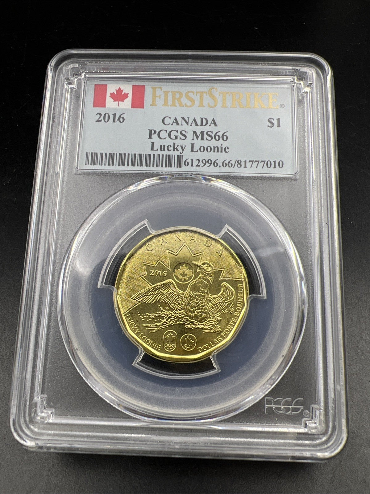2016 Canada $1 Lucky Loonie Coin PCGS MS66 First Strike