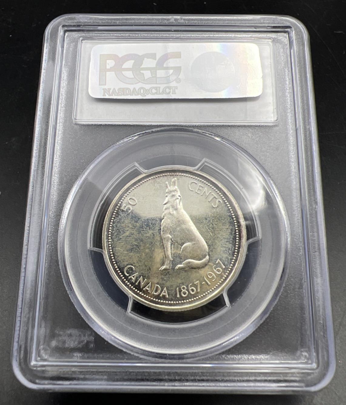 1967 Canada Silver 50c Wolf Coin PL64 Proof Like Certified PCGS Some Toning