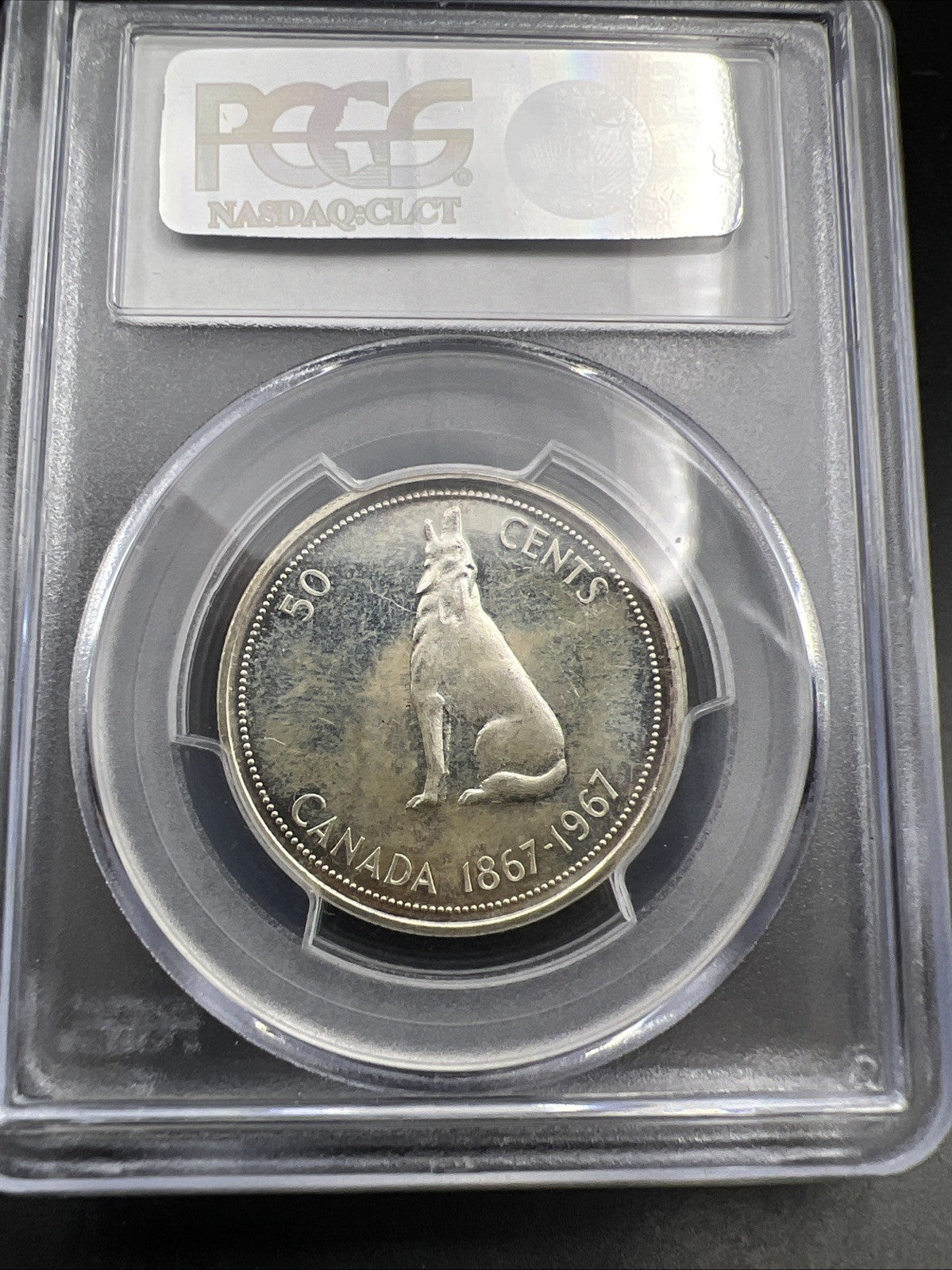 1967 Canada Silver 50c Wolf Coin PL64 Proof Like Certified PCGS Some Toning