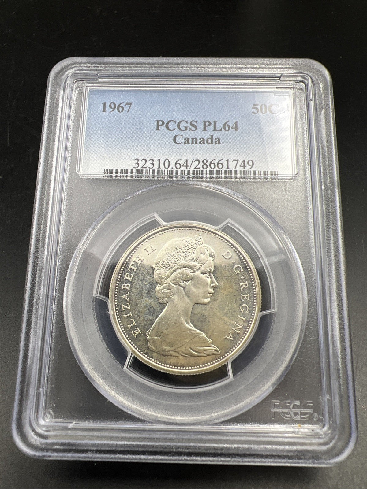 1967 Canada Silver 50c Wolf Coin PL64 Proof Like Certified PCGS Some Toning
