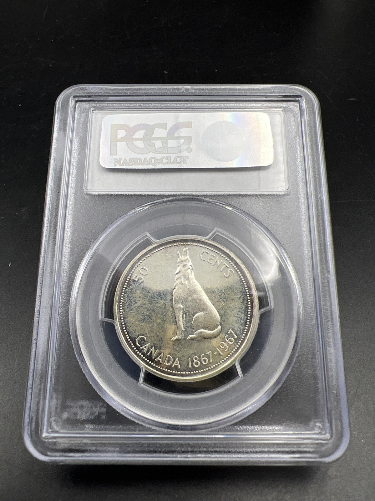 1967 Canada Silver 50c Wolf Coin PL64 Proof Like Certified PCGS Some Toning