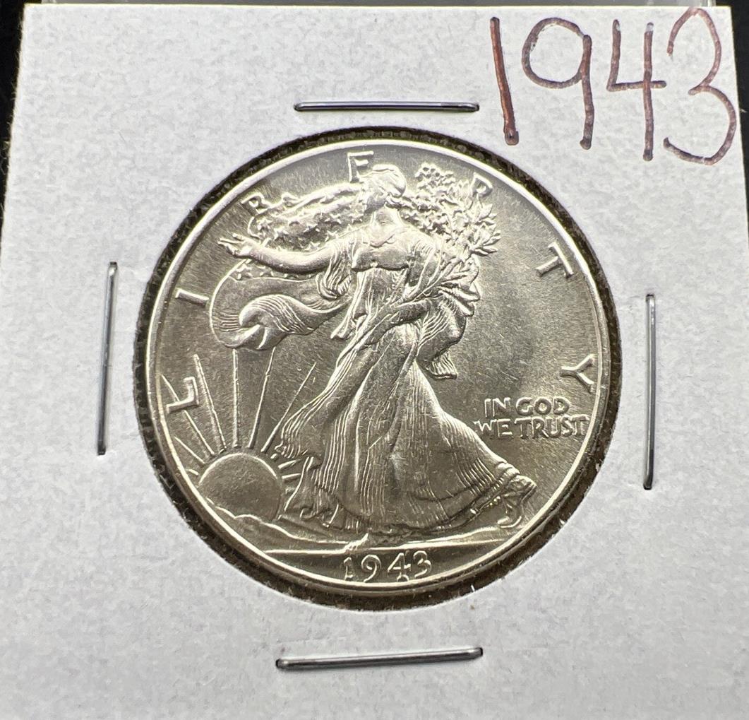 1943 P 50c Walking Liberty Silver Half Dollar UNC Uncirculated