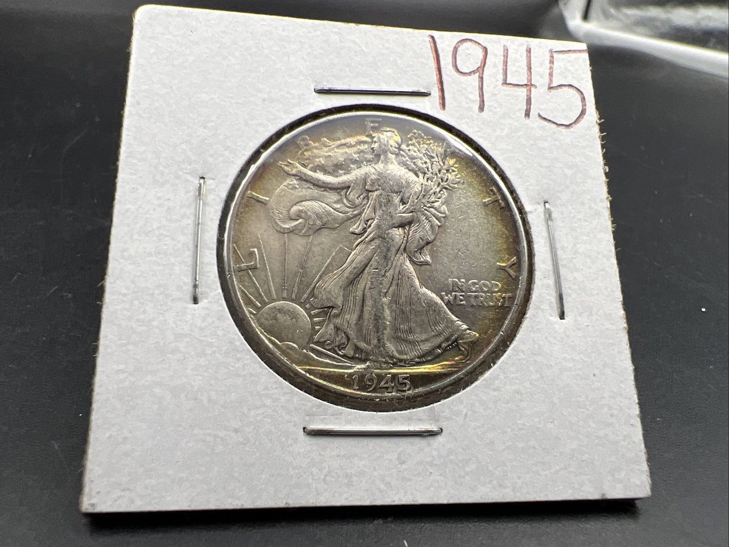 1945 P 50c Walking Liberty Silver Half Dollar XF EF Nice Toning WW2 Issue