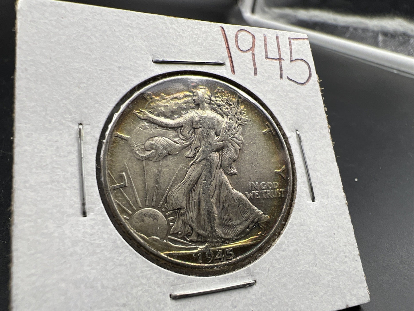 1945 P 50c Walking Liberty Silver Half Dollar XF EF Nice Toning WW2 Issue