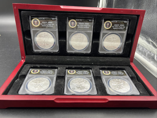 Complete 6 Coin S Mint Set 2011-2016 1 oz American Silver Eagle Coins MS69 ANACS