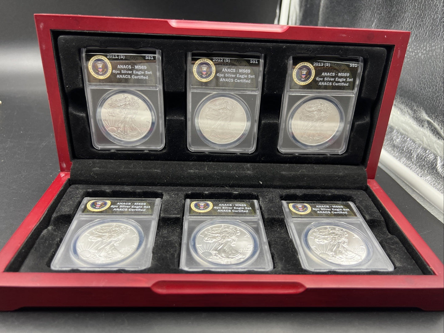 Complete 6 Coin S Mint Set 2011-2016 1 oz American Silver Eagle Coins MS69 ANACS
