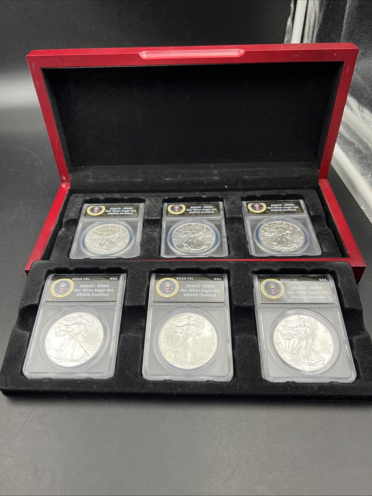 Complete 6 Coin S Mint Set 2011-2016 1 oz American Silver Eagle Coins MS69 ANACS