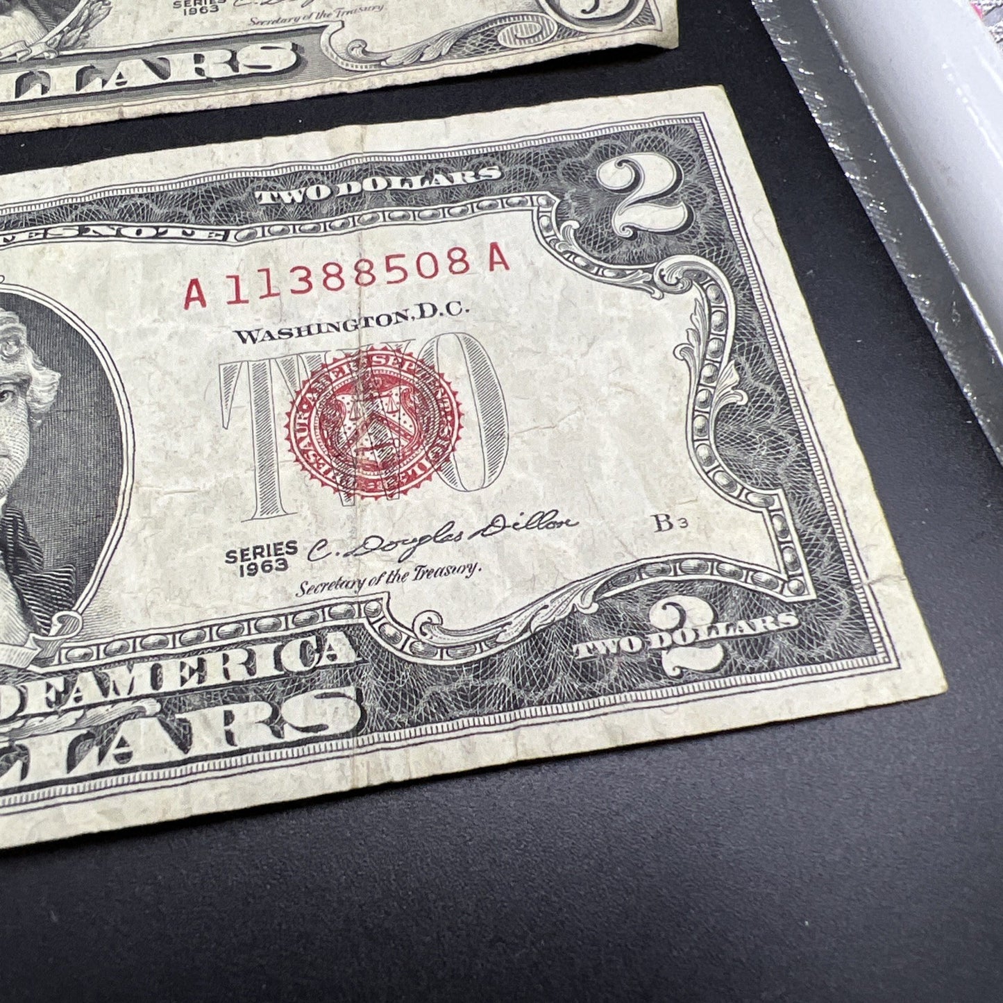 2 Note United States Legal Tender Red Seal Set 1963 $2 & $5 Bills VG Circ #508