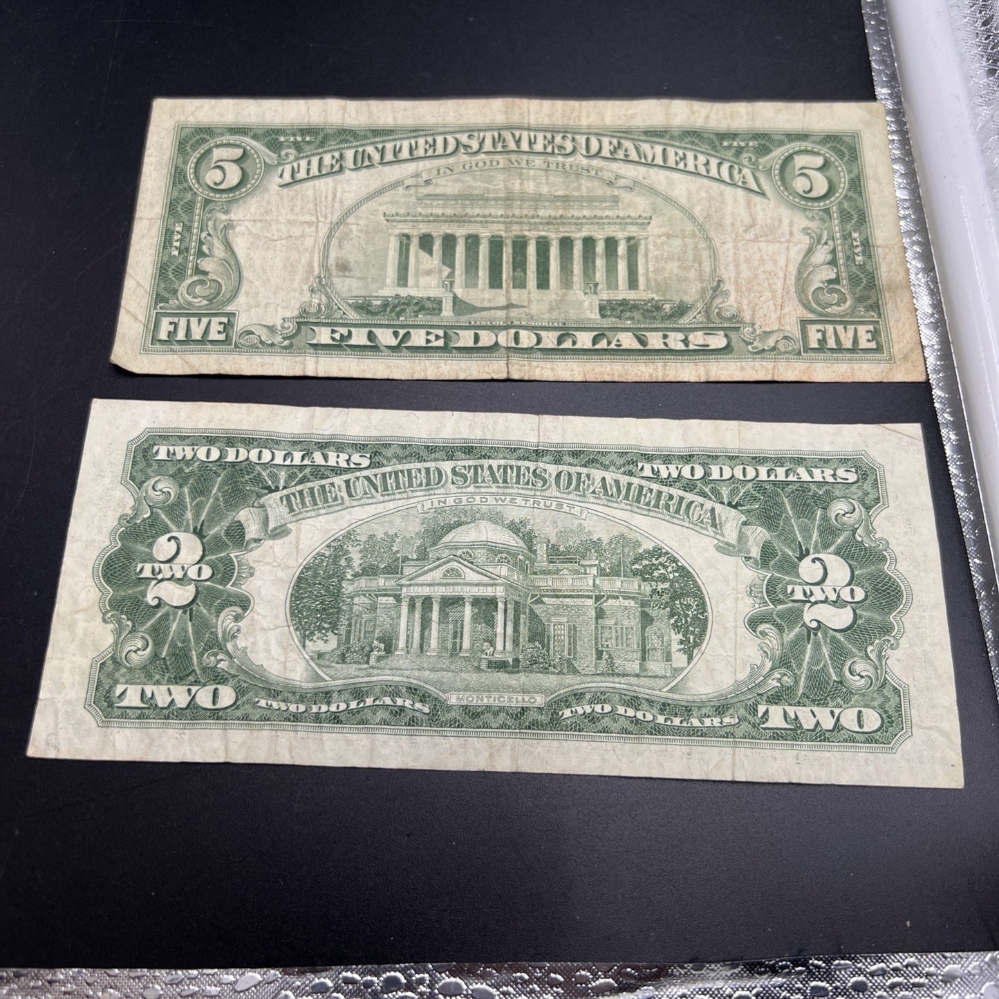 2 Note United States Legal Tender Red Seal Set 1963 $2 & $5 Bills VG Circ #508