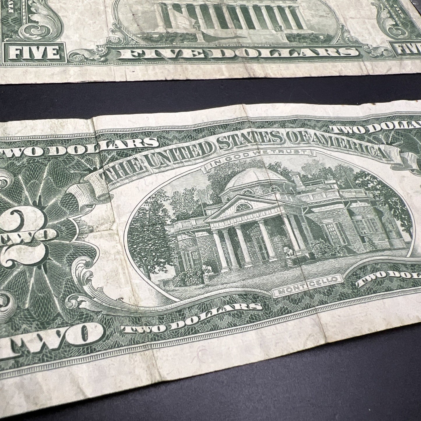 2 Note United States Legal Tender Red Seal Set 1963 $2 & $5 Bills VG Circ #517