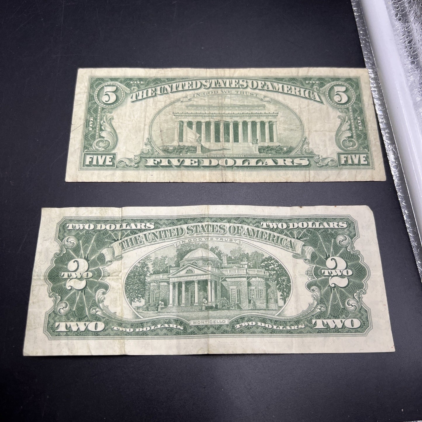 2 Note United States Legal Tender Red Seal Set 1963 $2 & $5 Bills VG Circ #517