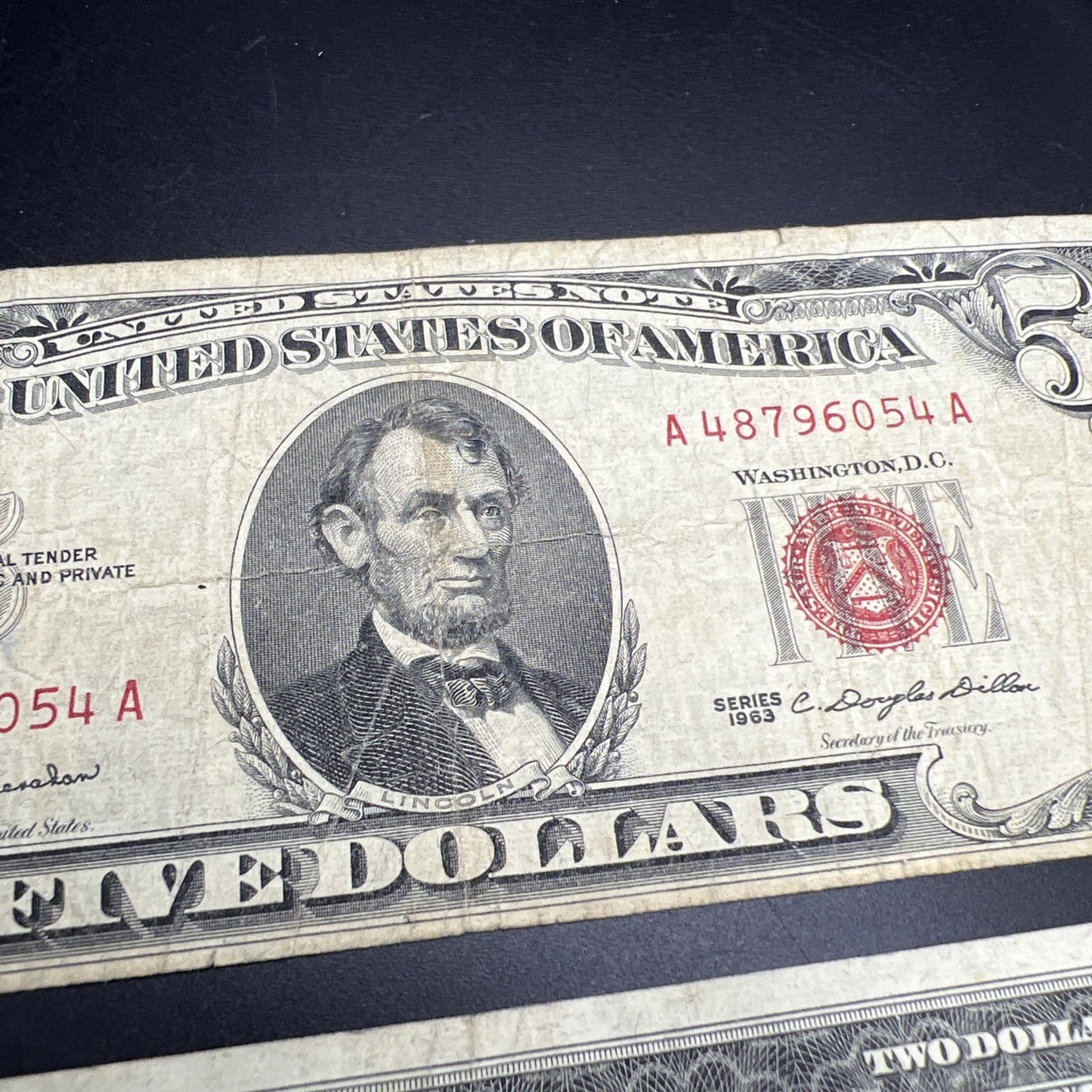 2 Note United States Legal Tender Red Seal Set 1963 $2 & $5 Bills VG+ Circ #788