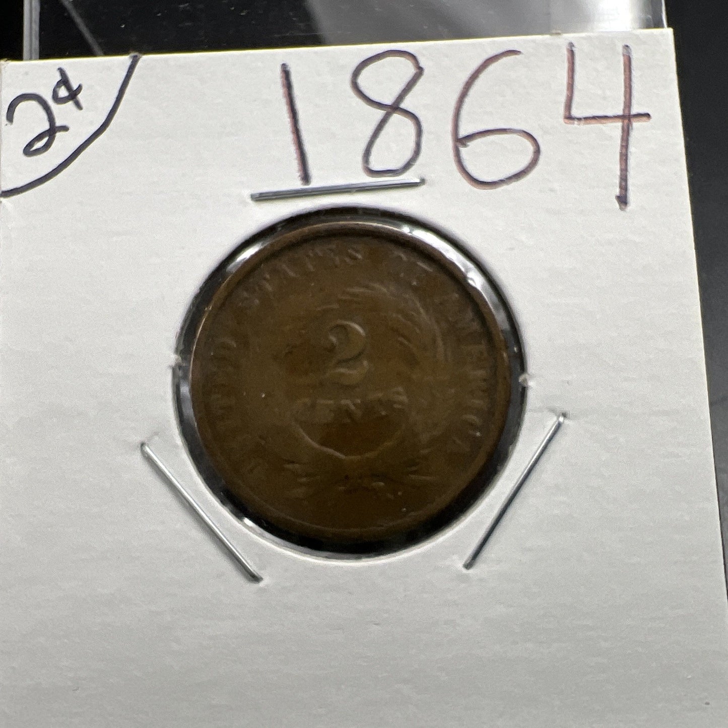 1864 2c Two Cent Copper Coin Obsolete US Denomination AG About Good #A