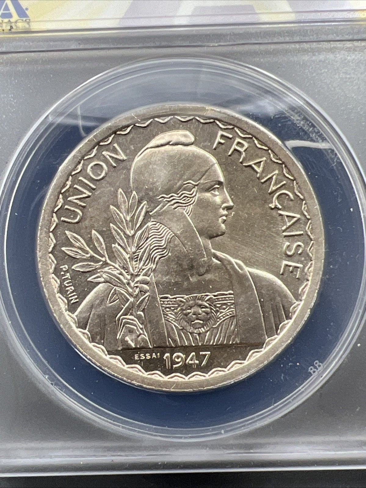 1947 French Indo-China Essai Privy 1 Piastre Coin ANACS MS61 Piedfort KM-PE8