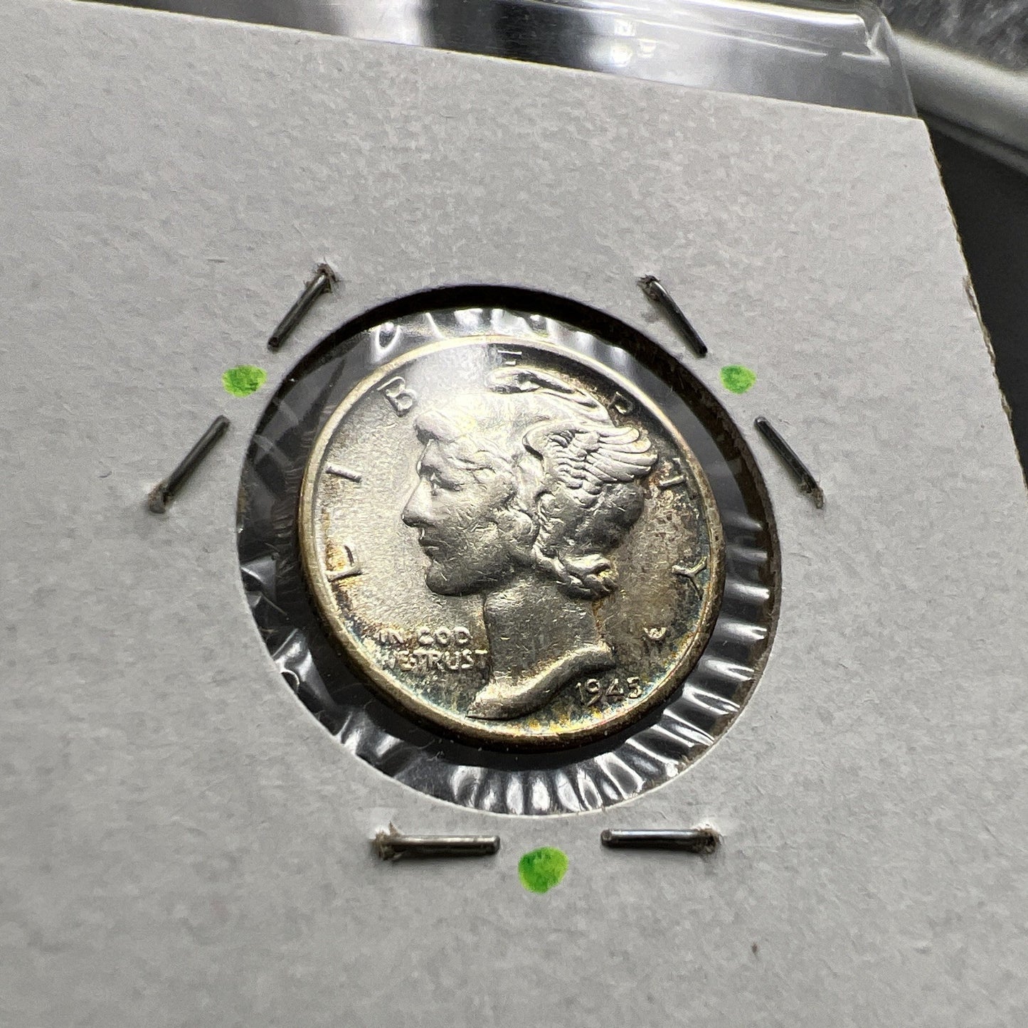 1945 S 10c Mercury Silver Dime Coin Micro S Variety AU Toner