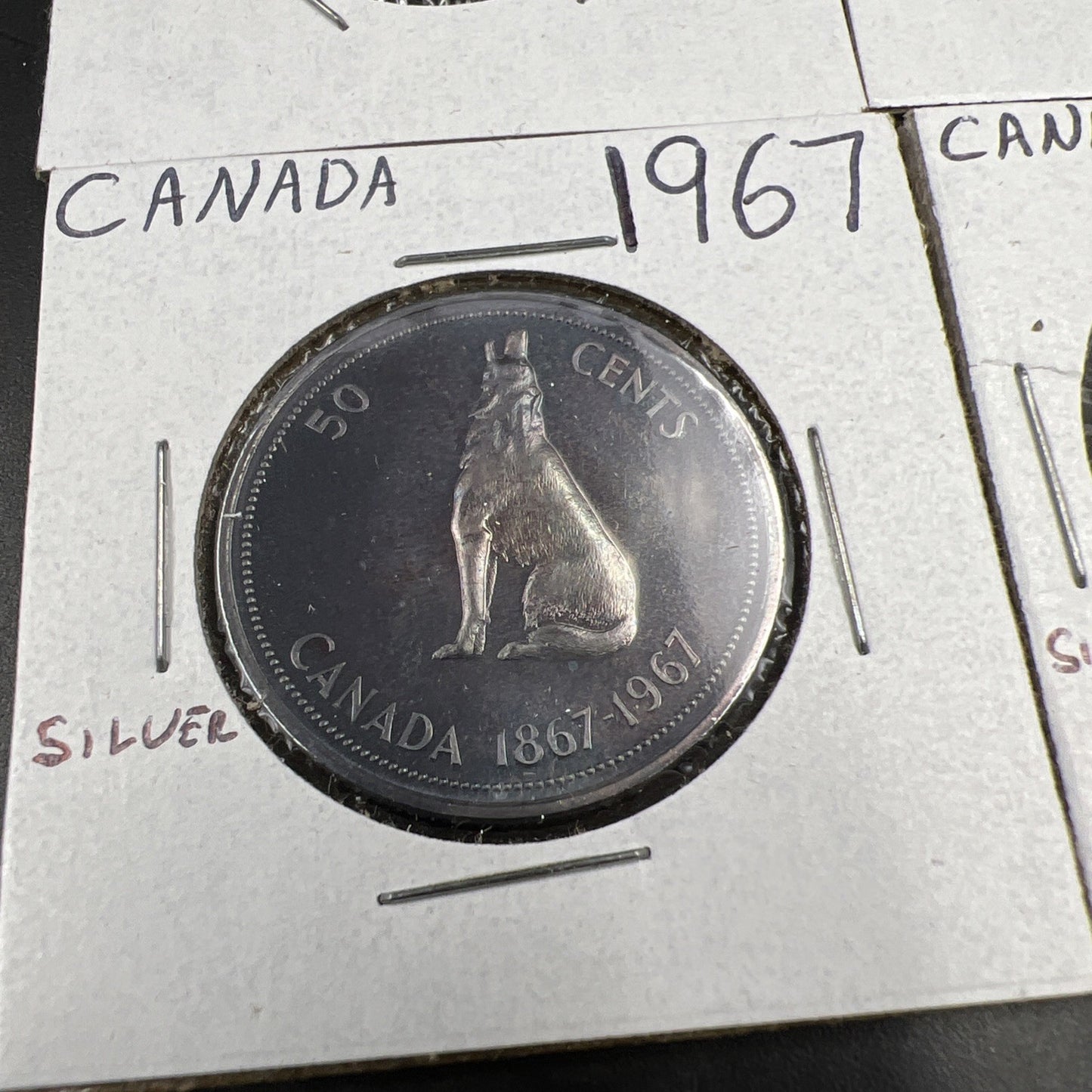 Lot of 6 1967 Canada Silver Coins Nice Toning $1 50c, 2 25c & 2 10c Coins #A