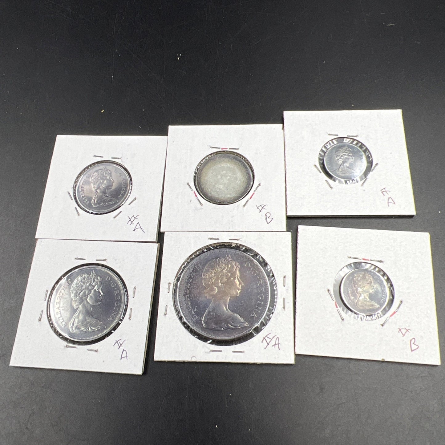 Lot of 6 1967 Canada Silver Coins Nice Toning $1 50c, 2 25c & 2 10c Coins #A