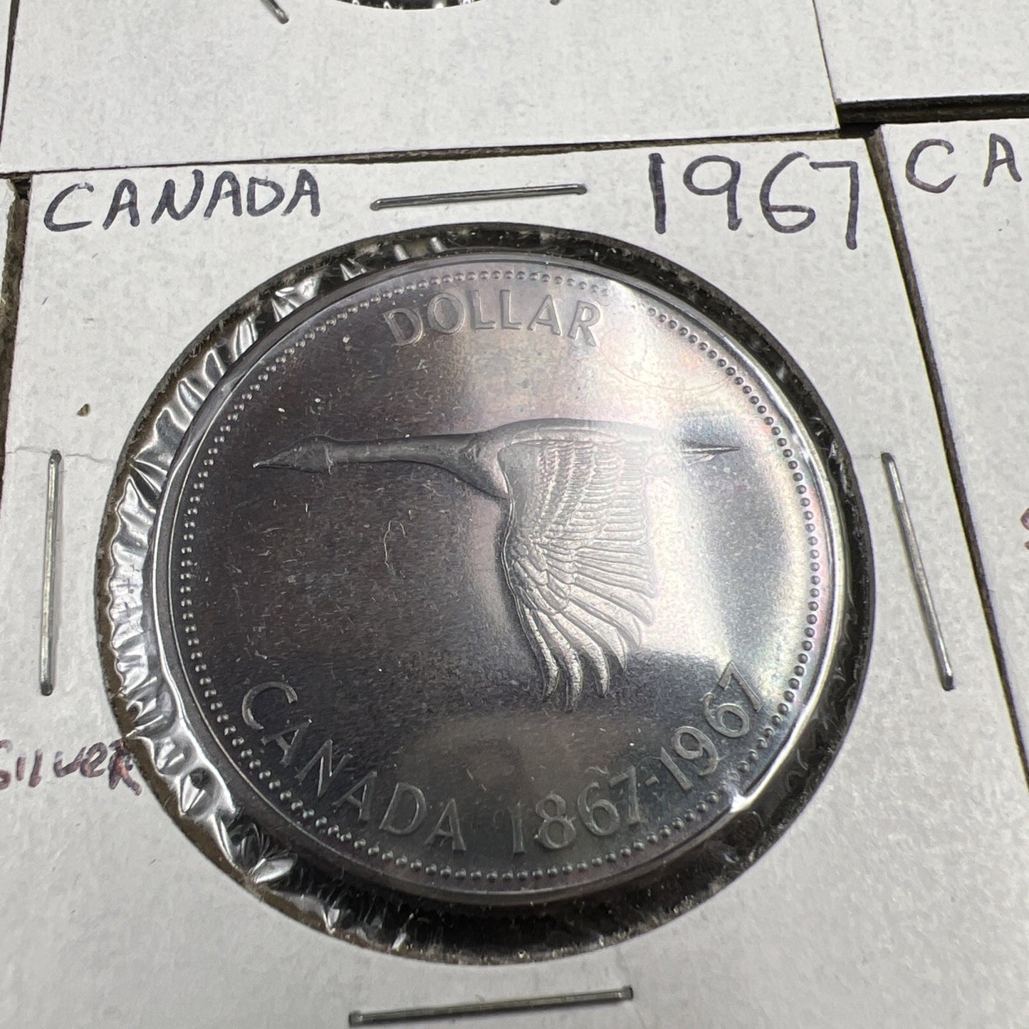Lot of 6 1967 Canada Silver Coins Nice Toning $1 50c, 2 25c & 2 10c Coins #A