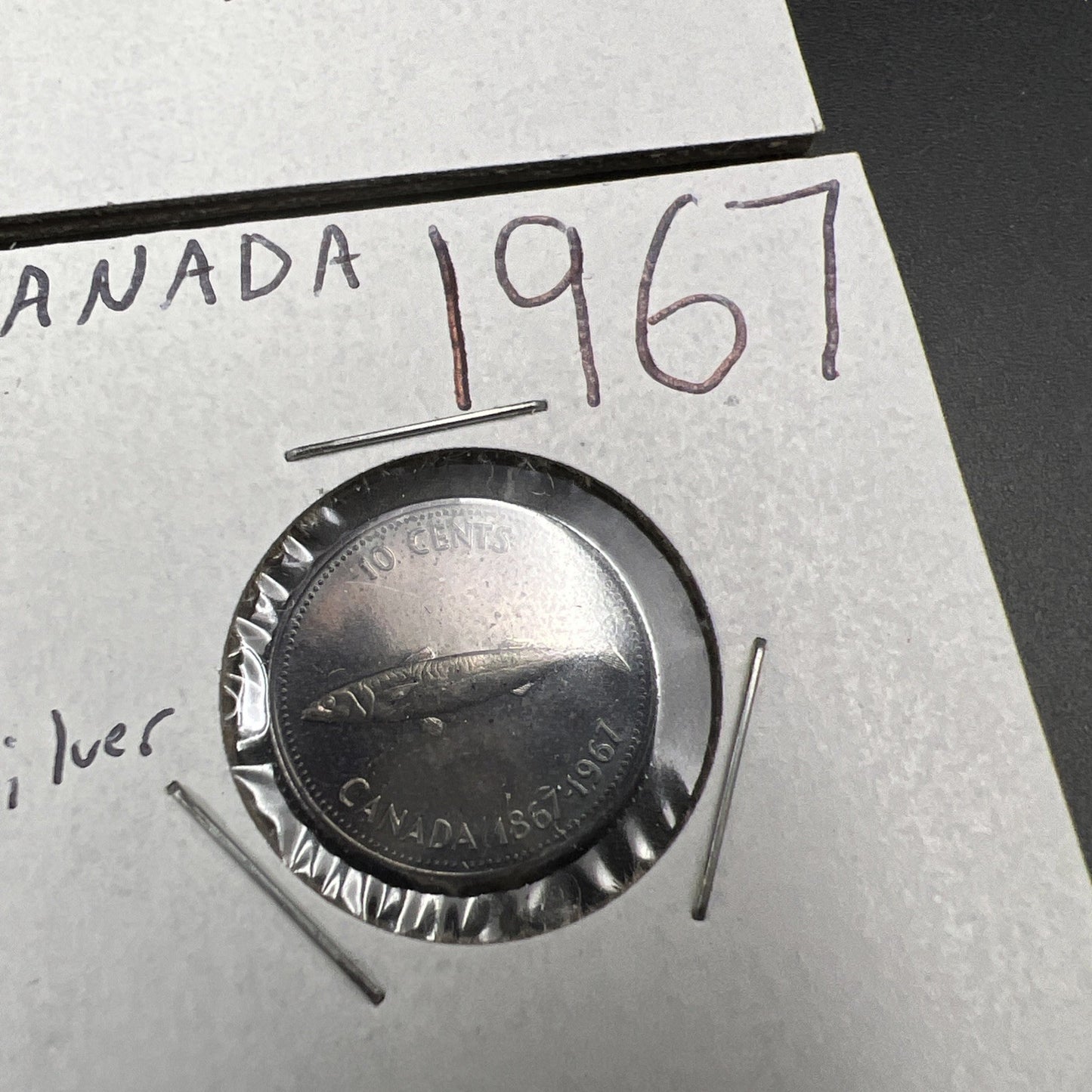 Lot of 6 1967 Canada Silver Coins Nice Toning $1 50c, 2 25c & 2 10c Coins #A
