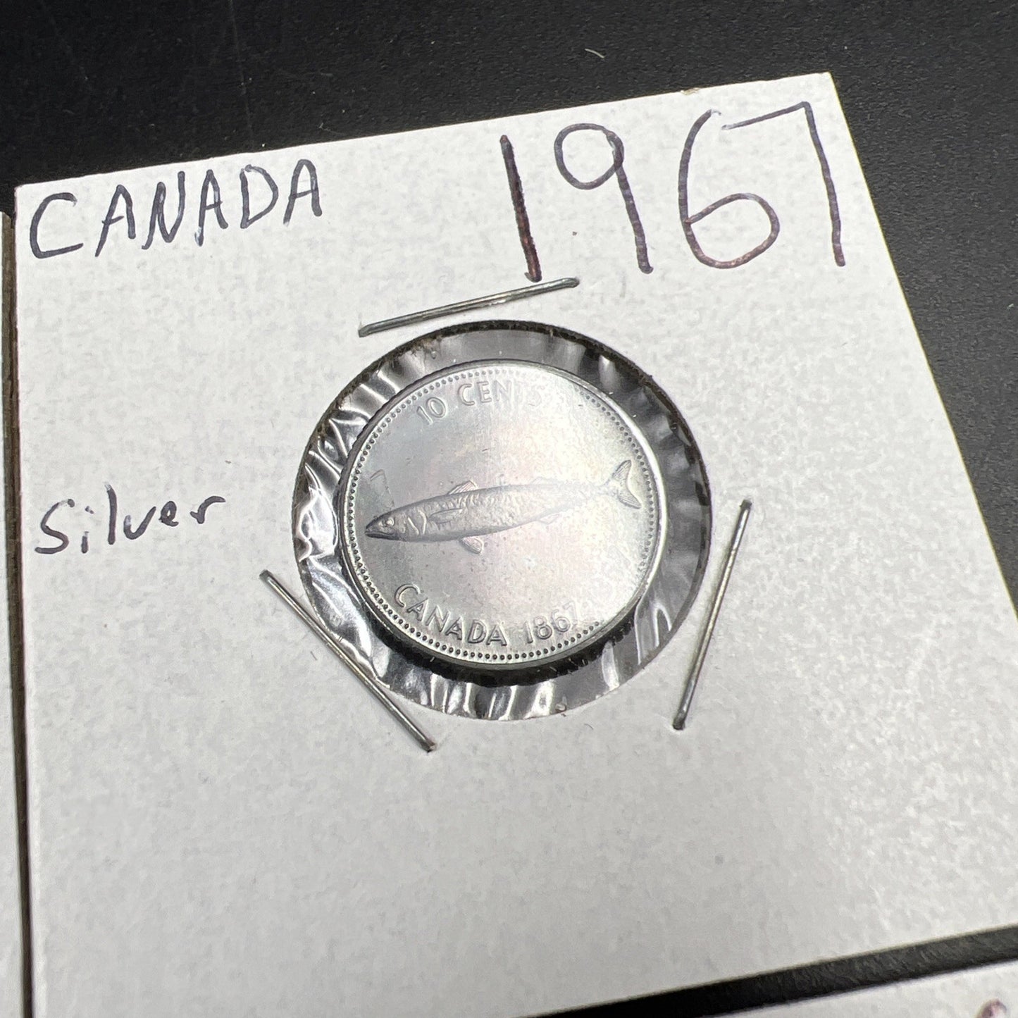 Lot of 6 1967 Canada Silver Coins Nice Toning $1 50c, 2 25c & 2 10c Coins #A