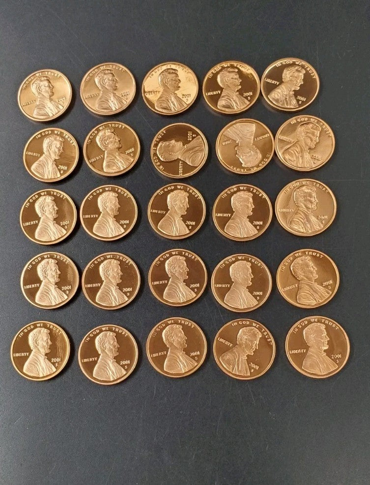 2001 S Proof 50 coin Lincoln Cent BU Uncirculated Roll In Plastic Tube