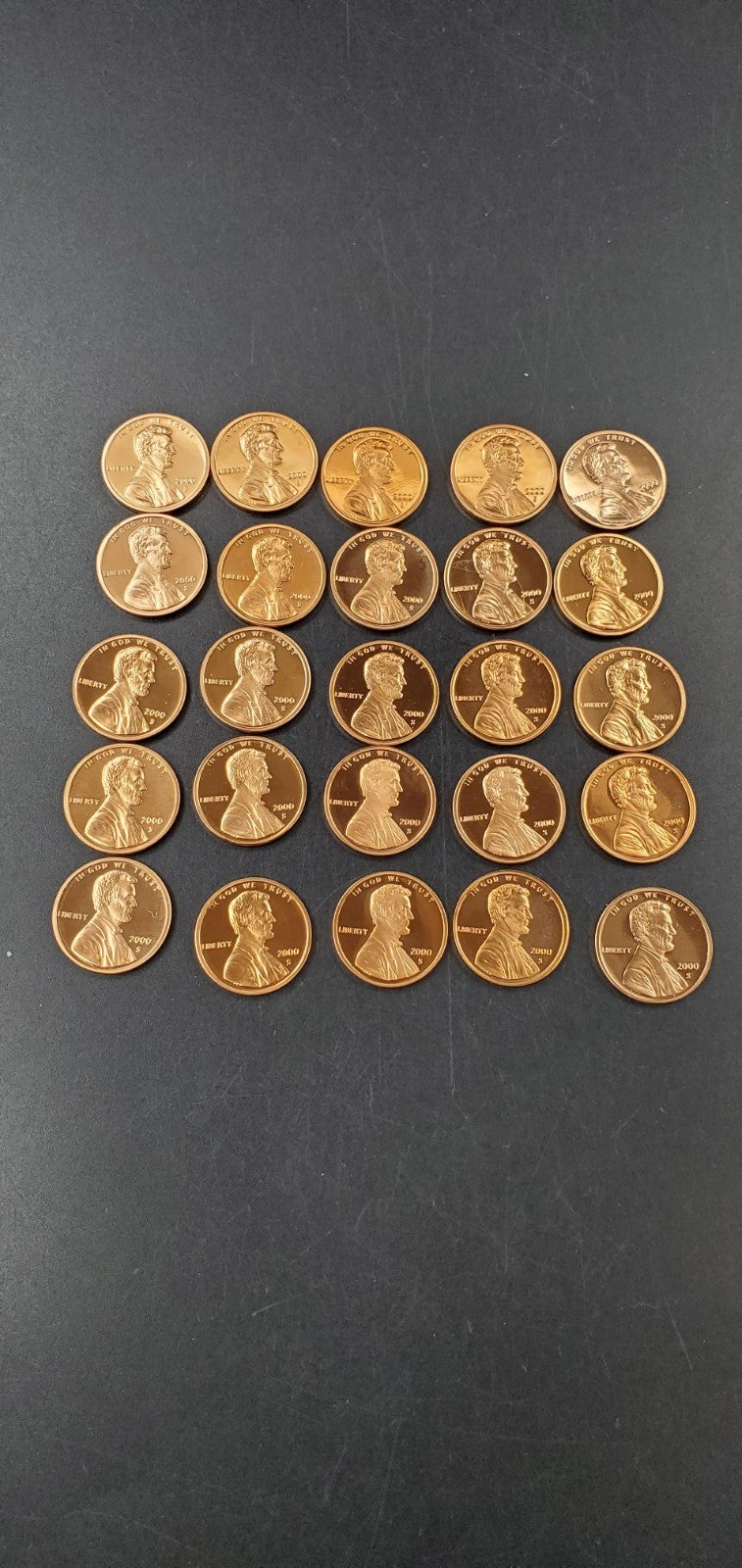 2000 S Proof 50 coin Lincoln Cent BU Uncirculated Roll In Plastic Tube