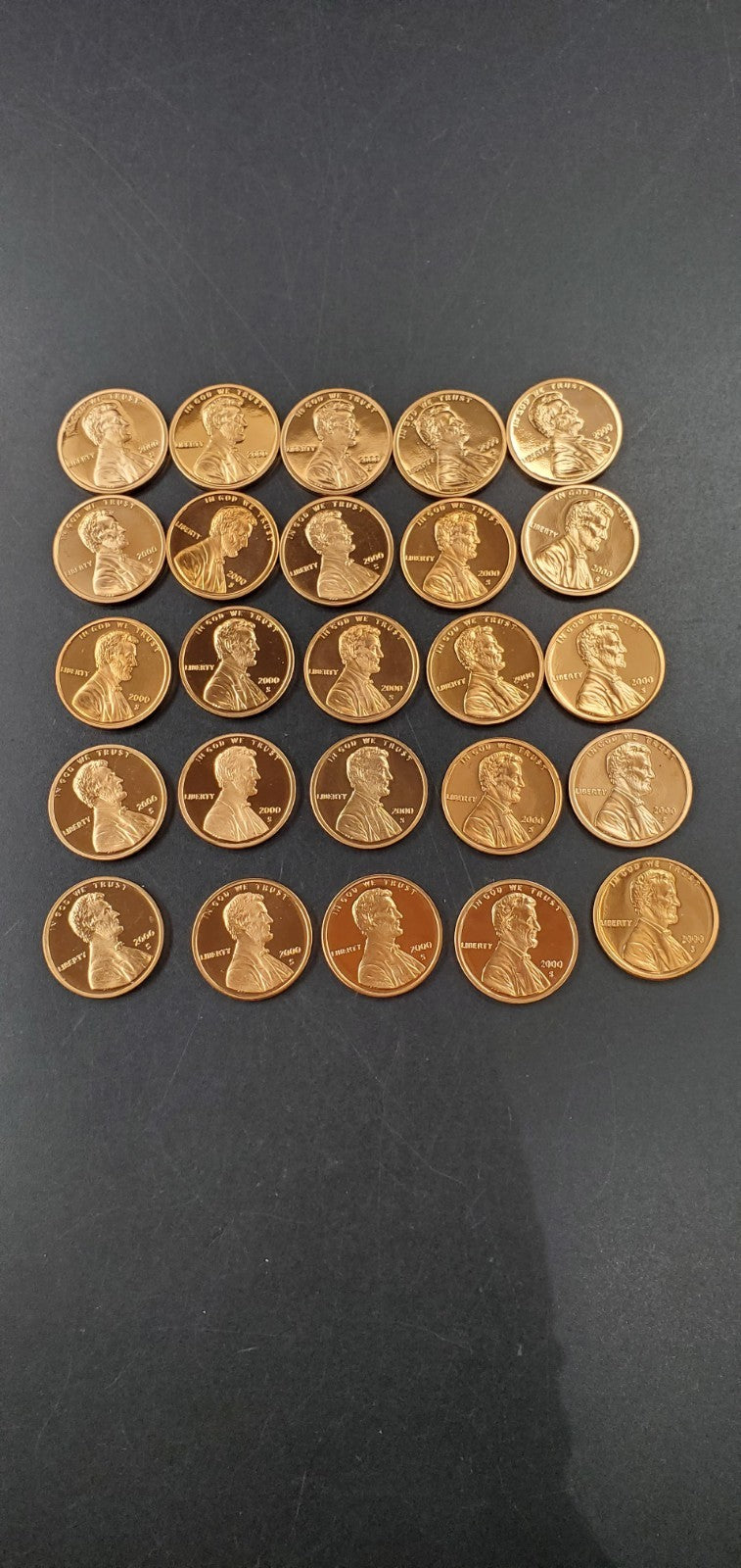 2000 S Proof 50 coin Lincoln Cent BU Uncirculated Roll In Plastic Tube