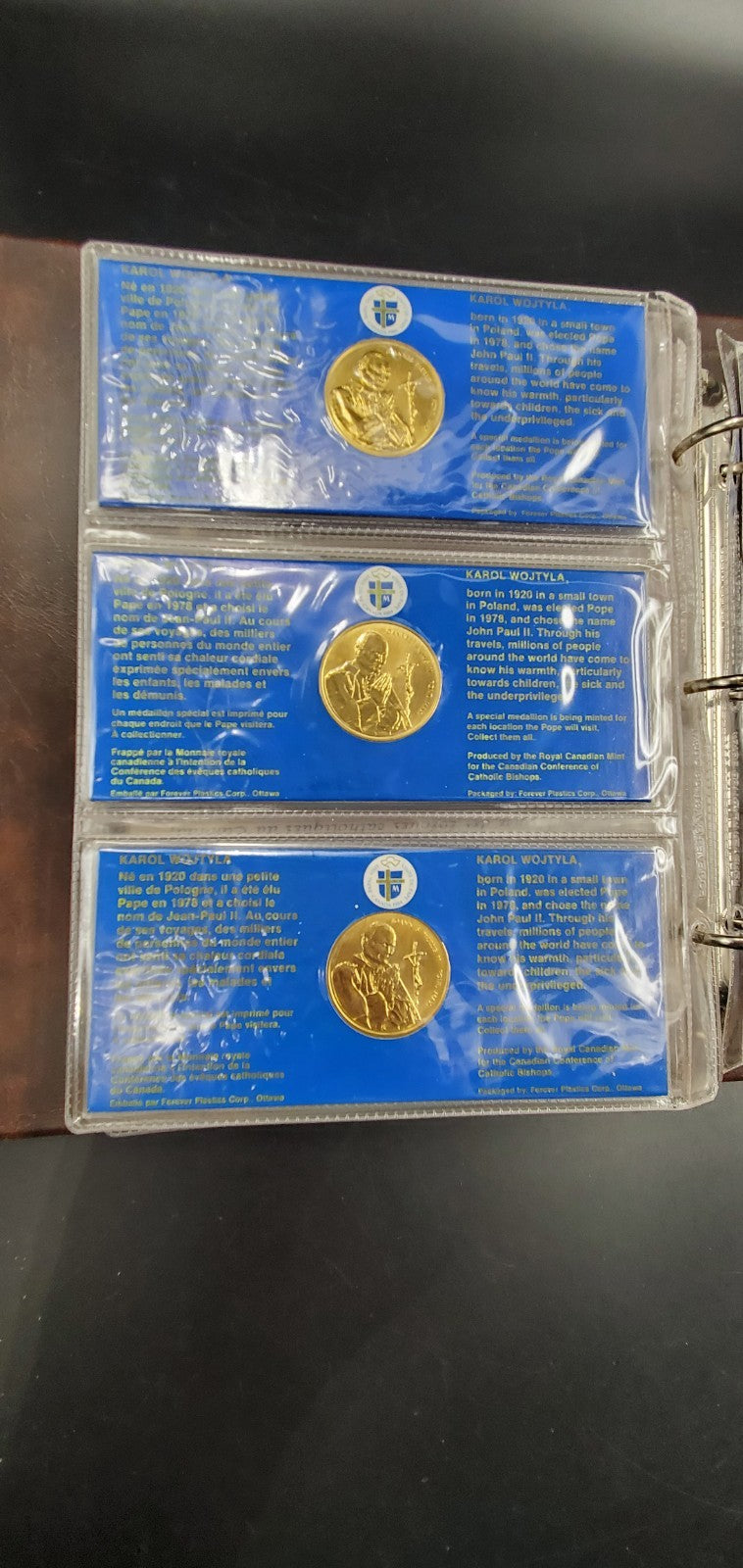 1984 Canada Papal Visit of Pope John Paul II 15 Plated Medals Uncirculated