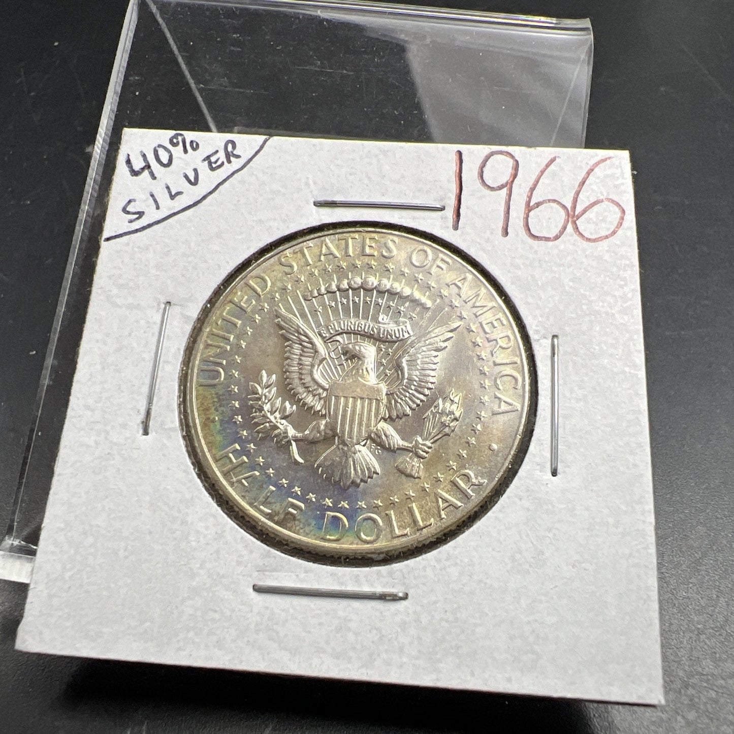 1966 40% Silver Kennedy 50c Half Dollar Coin Nice Toning Toner SKU#J