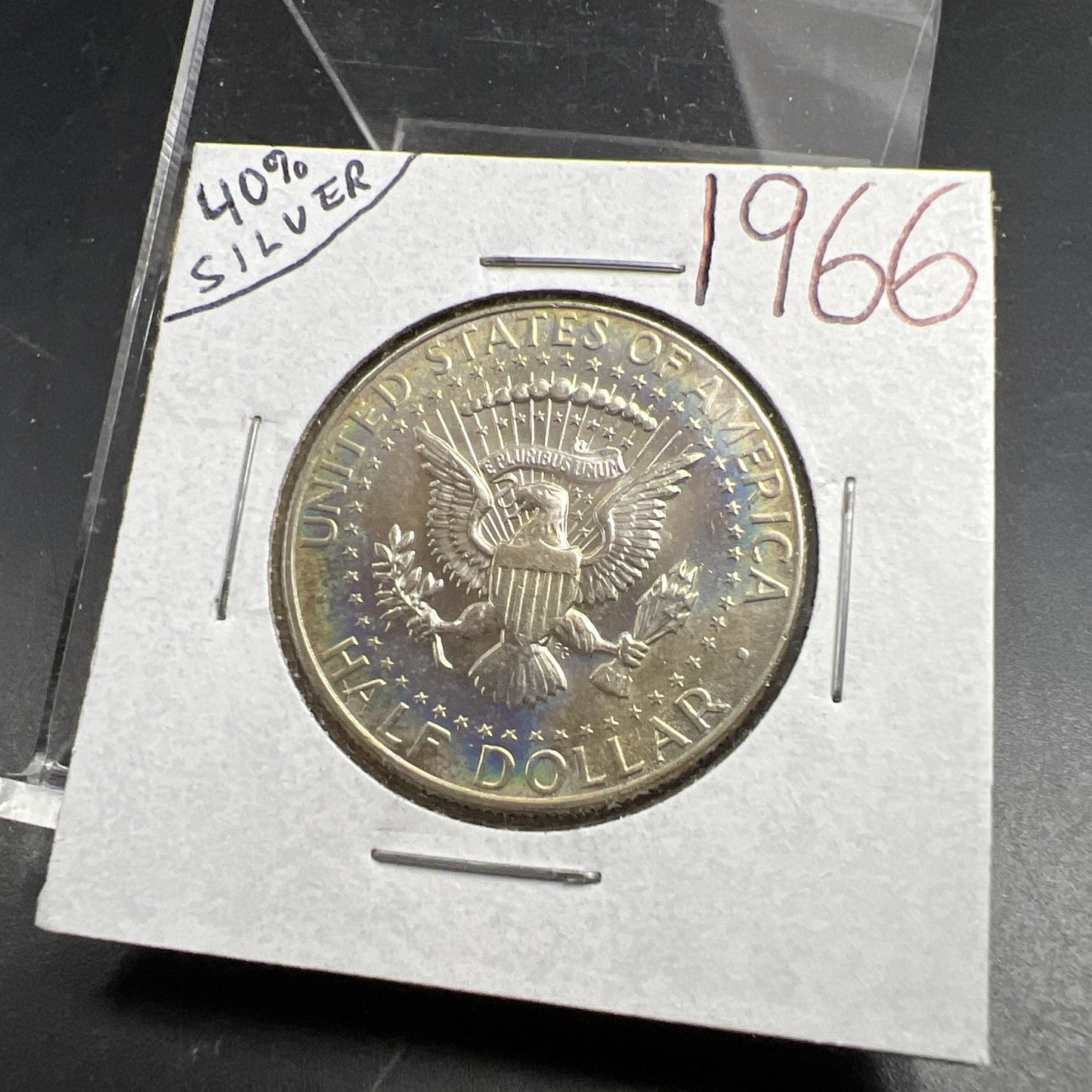 1966 40% Silver Kennedy 50c Half Dollar Coin Nice Toning Toner SKU#J