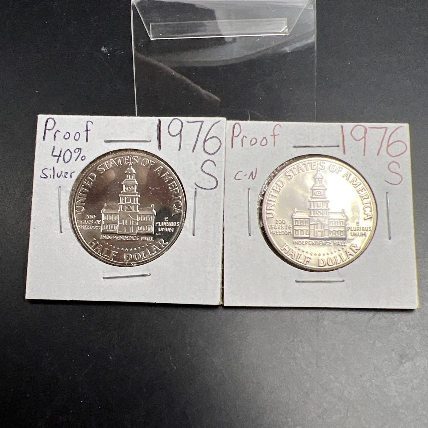 2 Coin Set Silver & Copper Nickel 1976 S 50c Kennedy Half Dollar Coins Gem Proof