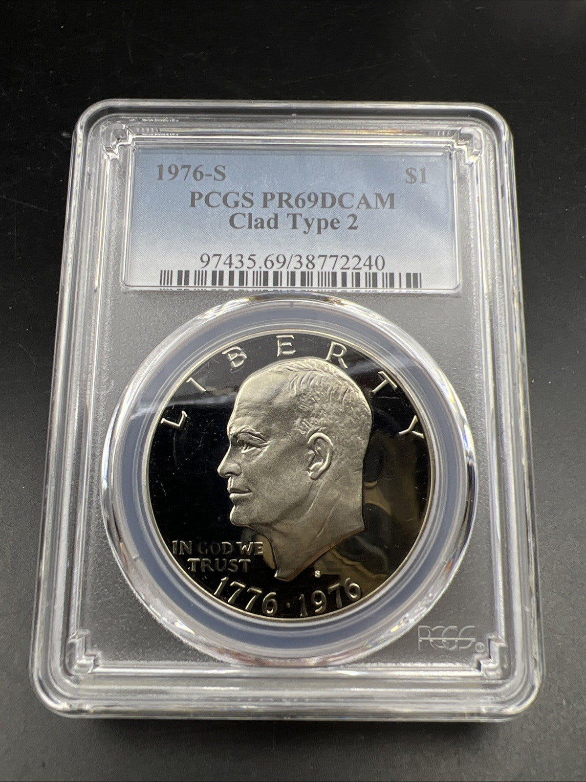 1976 S $1 Ike Eisenhower Proof Clad Dollar Coin PCGS PR69 DCAM Type 2 #240
