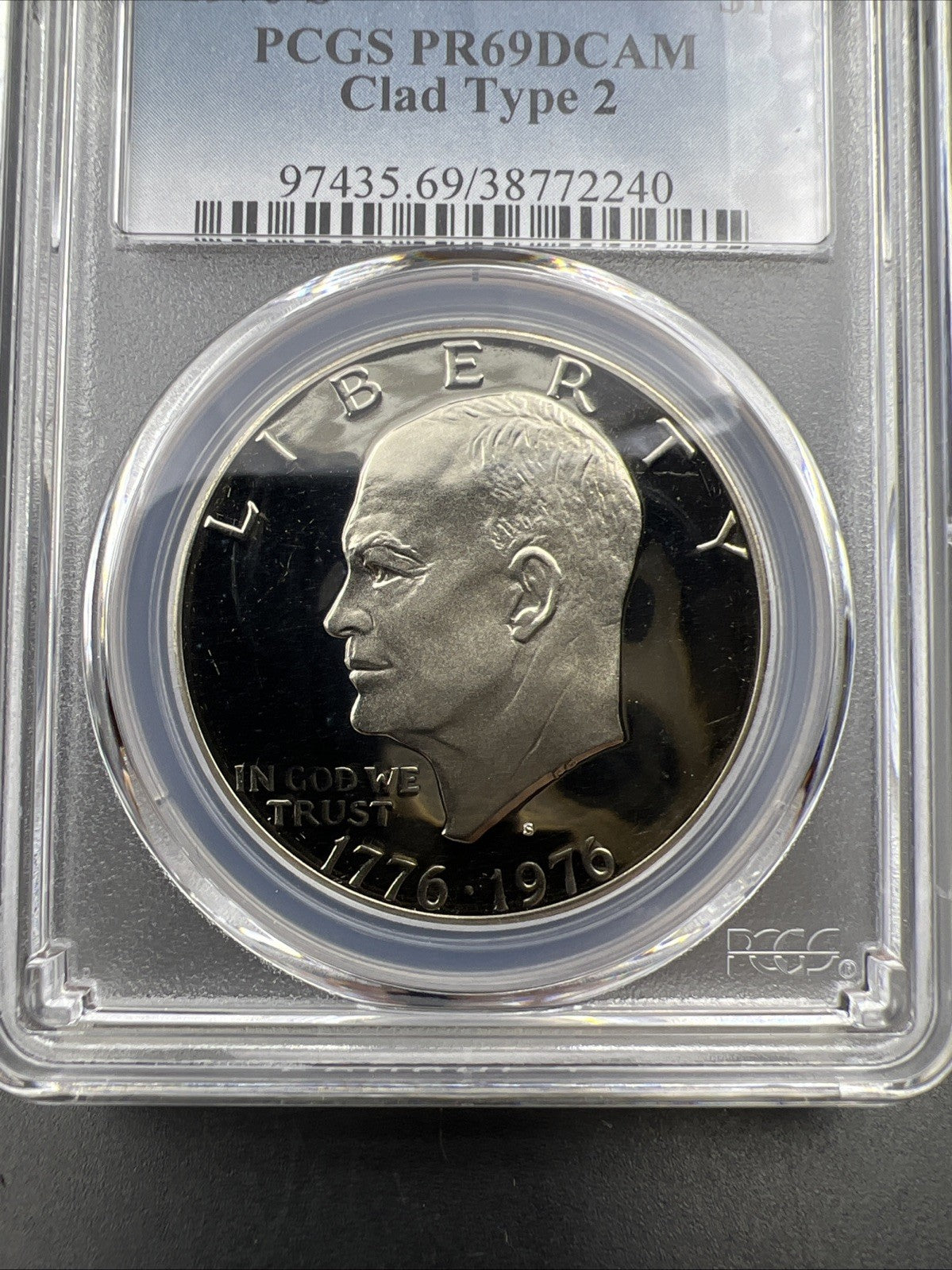 1976 S $1 Ike Eisenhower Proof Clad Dollar Coin PCGS PR69 DCAM Type 2 #240