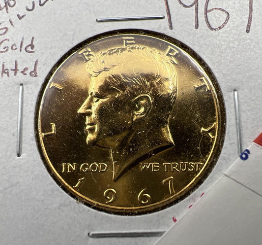 1967 P 50c Kennedy 40% Silver Half Dollar Coin Golden Plated