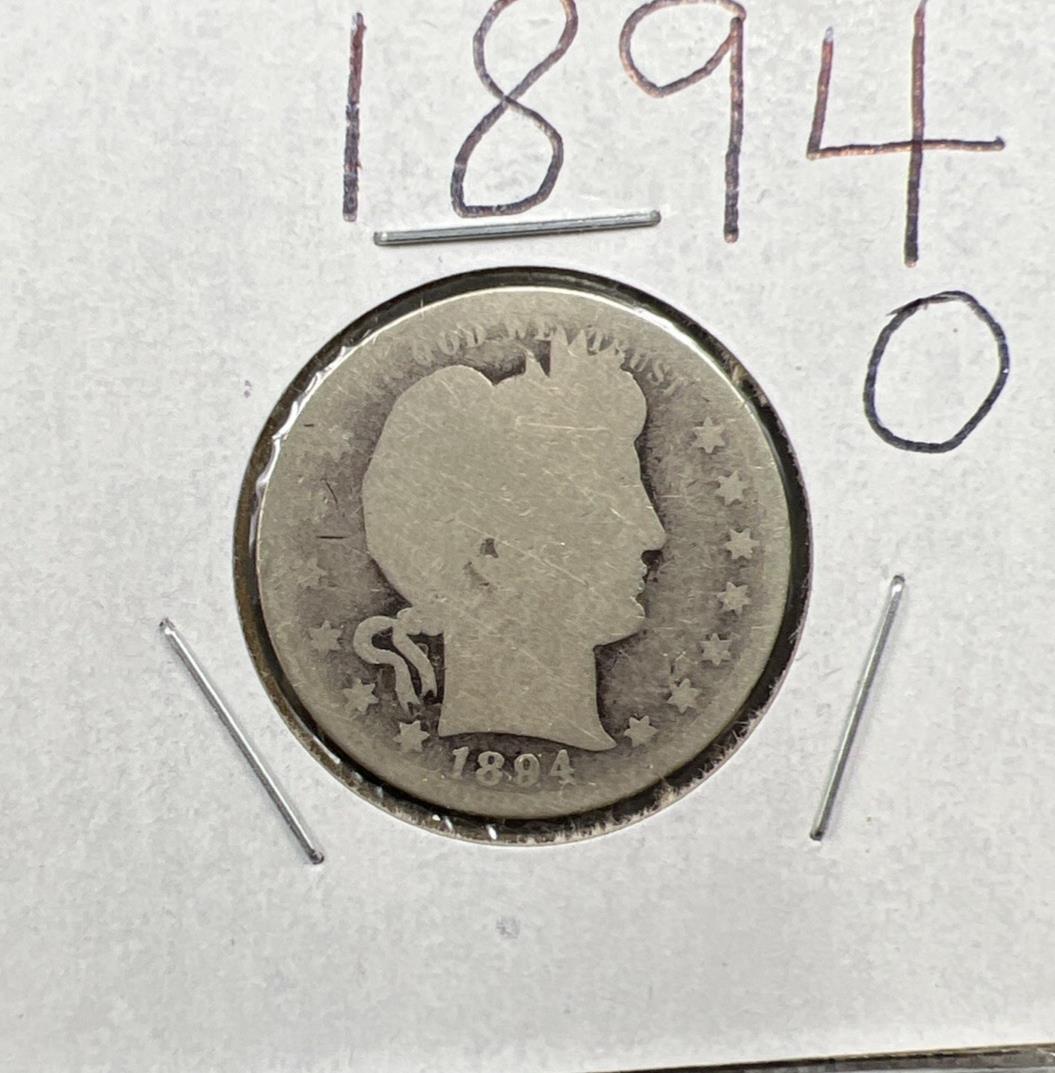 1894 O 25c Barber Silver Quarter Coin Fair / AG Very Circ SKU#A