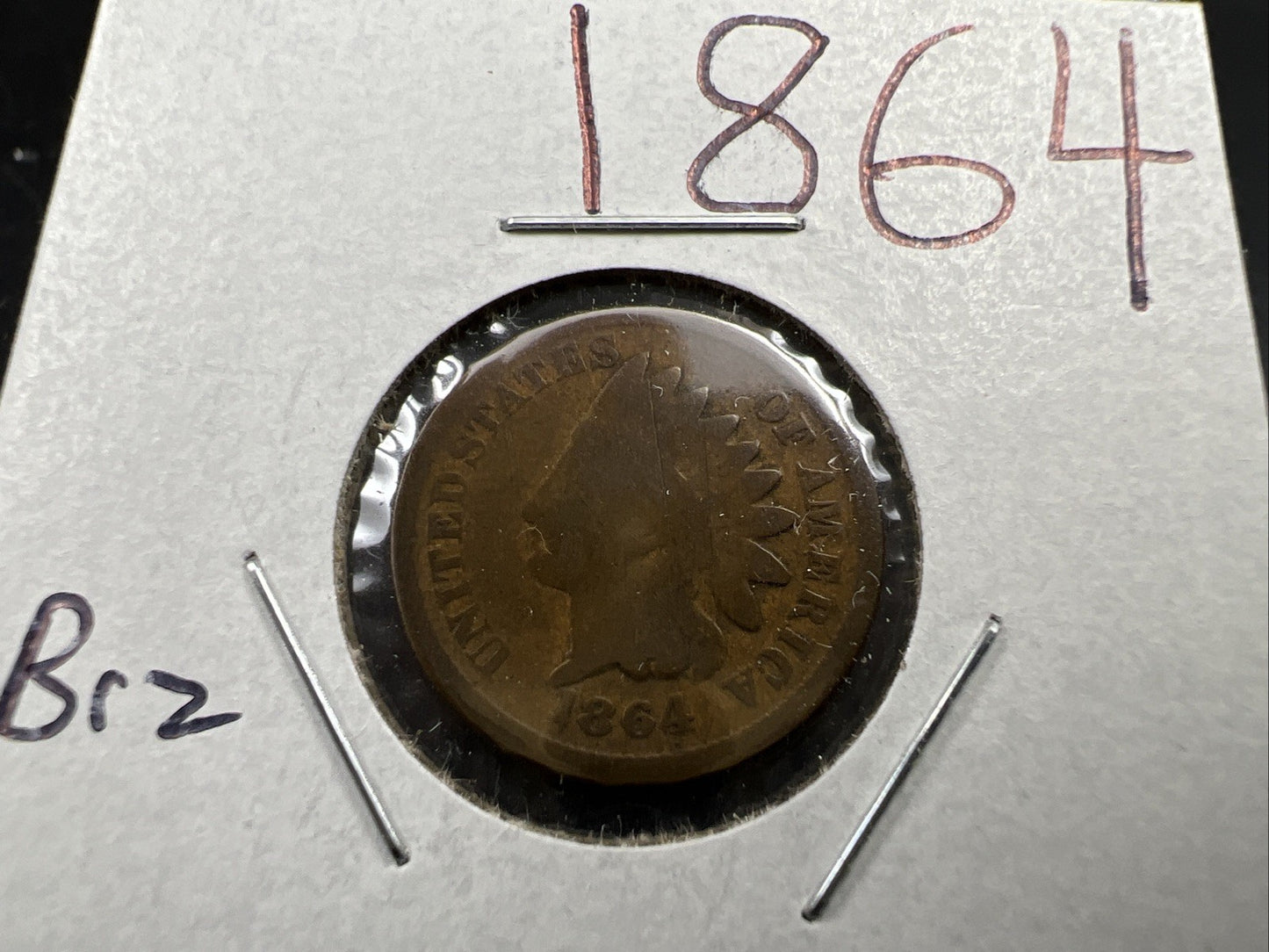 1864 1c Indian Cent Penny Coin AG / G Circ Bronze SKU#A