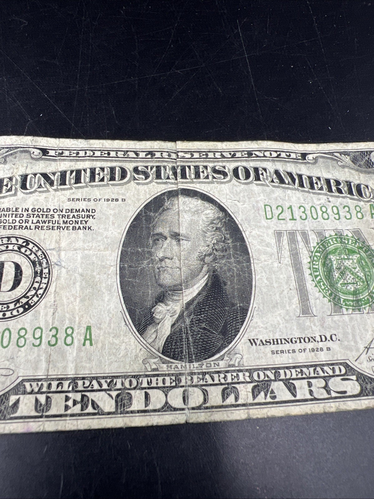 1928 B $10 FRN Federal Reserve Note Redeemable in Gold Cleveland VG Very Good