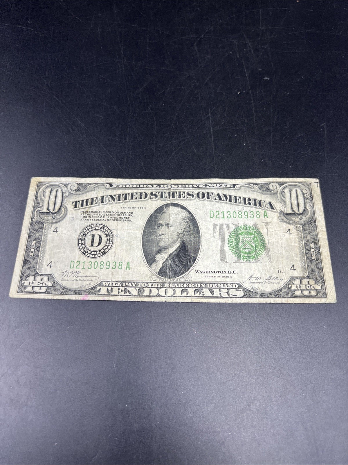 1928 B $10 FRN Federal Reserve Note Redeemable in Gold Cleveland VG Very Good