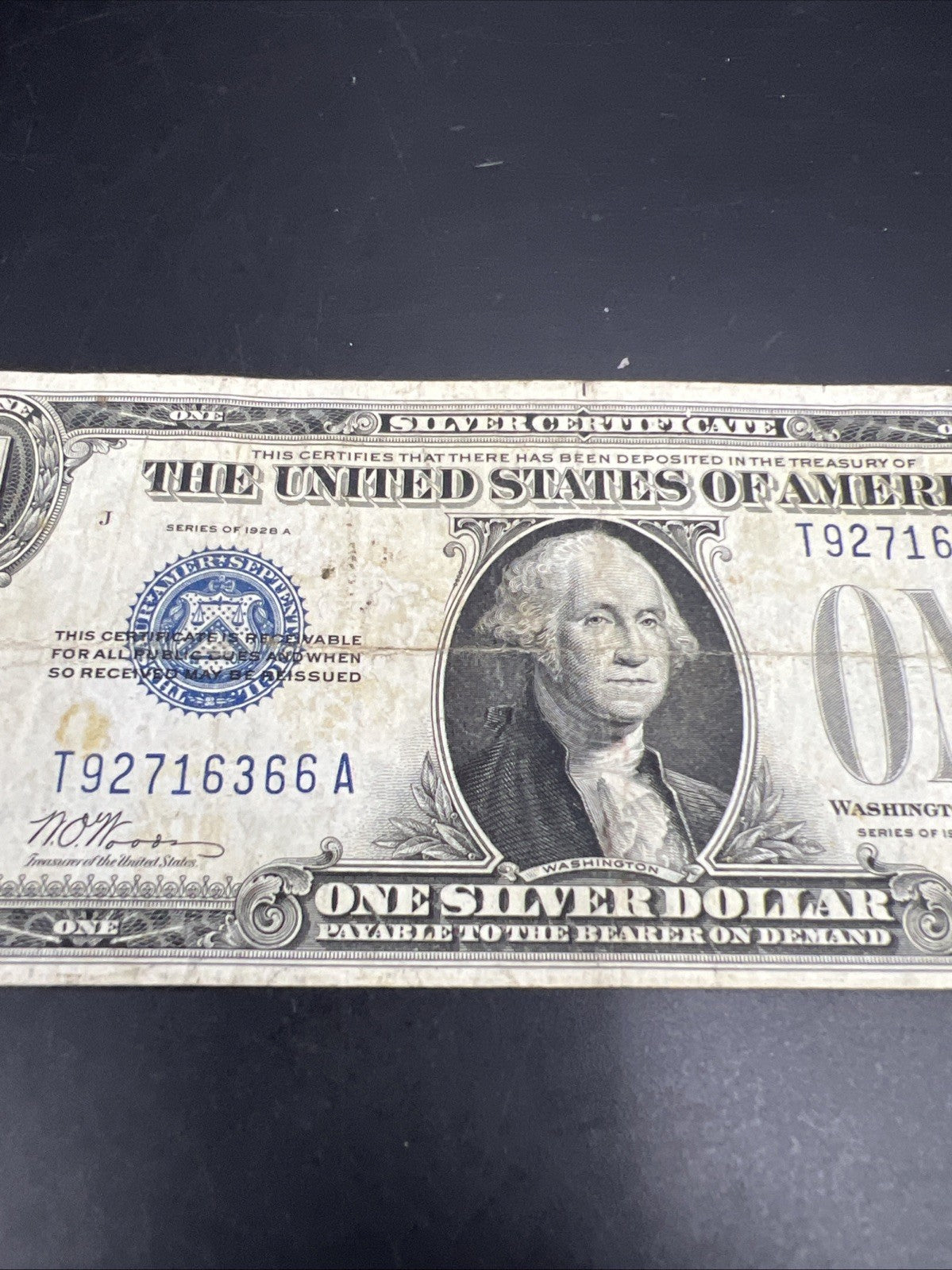 1928 A $1 One Dollar Silver Certificate Funny back Note Fine Circ #366